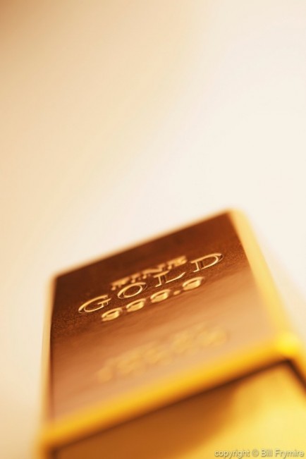 close-up of gold bar on angle