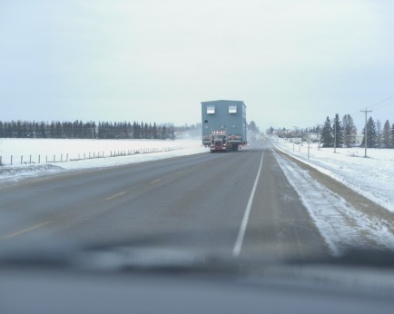 pay attention to the road around Fort McMurray, theres lots of heavy equipment coming into your lane