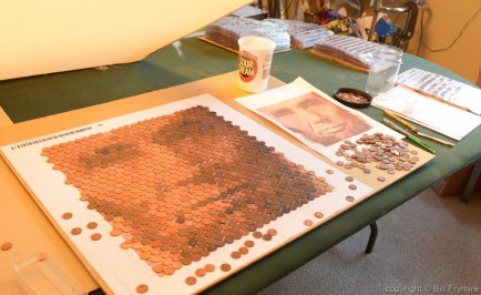 abraham lincoln in american pennies mosaic