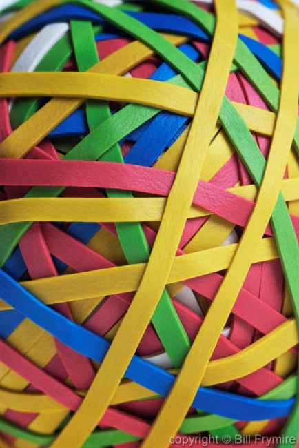 rubber ball made of many colorful elastic bands