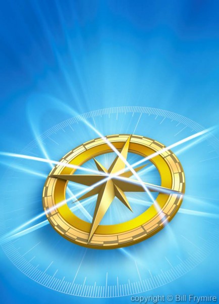 compass rose with circular lights