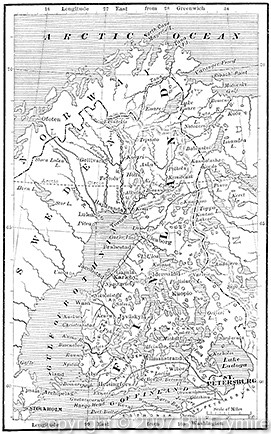 19th century map of Finland