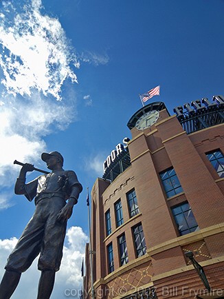 The Player statue Coors Field