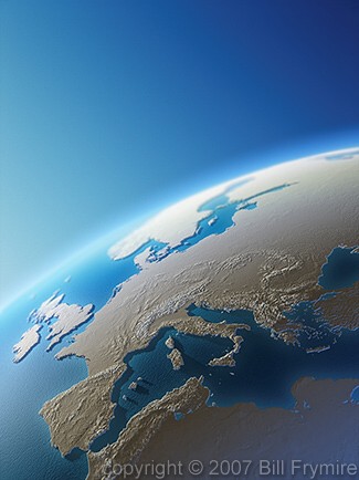 realistic globe of Europe