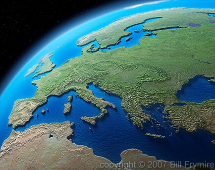 relief globe Europe