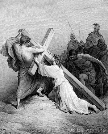 Gustave Dore illustration of Jesus falling beneath the cross