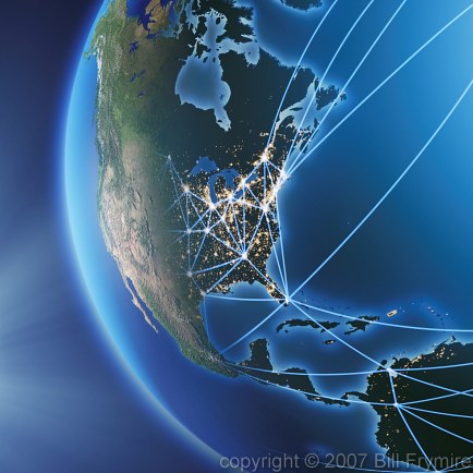 World globe North America population