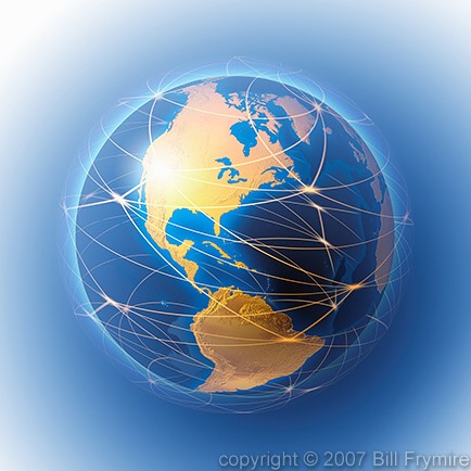 connection lines around globe