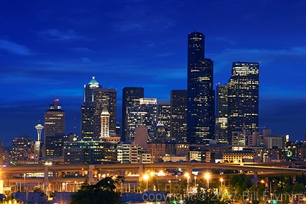 Seattle skyline at night 