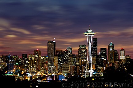 Seattle skyline at night Space Needle