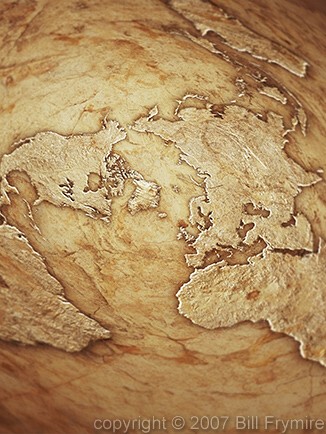 world map globe. North Pole view of world map