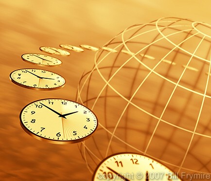 clocks circling wire globe