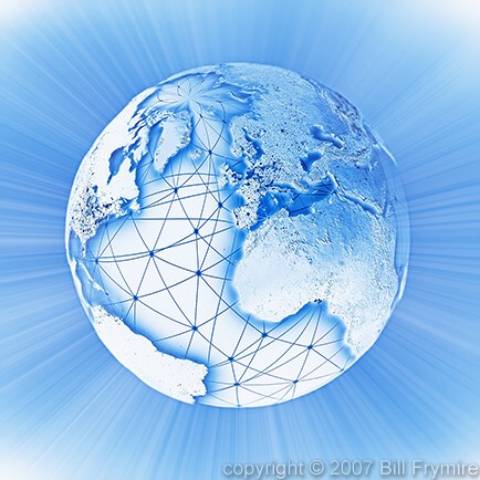 bright world globe with network