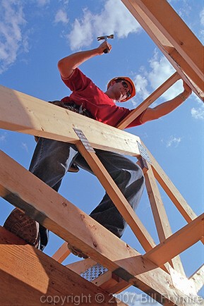 Construction worker with hammer