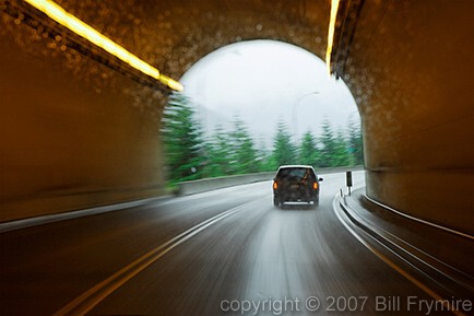 vehicle driving through tunnel