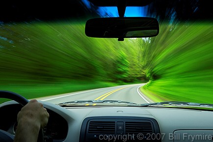 driving vehicle through country road