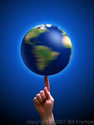 spinning globe on finger