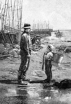 father and son eel fishing