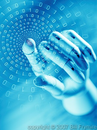 robotic hand and digital data