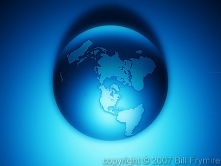 blue tone globe overhead