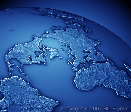relief world globe polar view