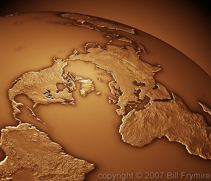 relief world globe polar view