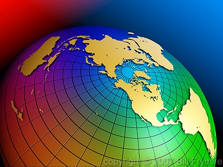 colorful globe polar view