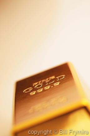 close-up of gold bar on angle