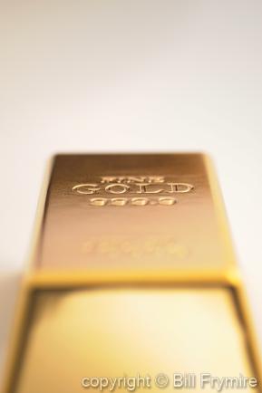 Gold bar on white background