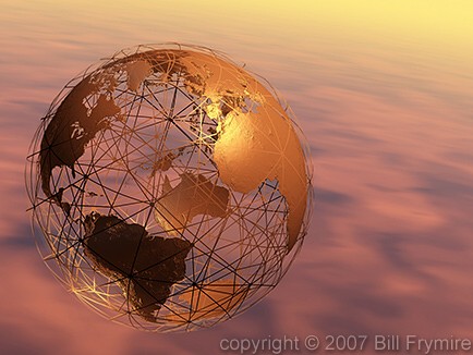 wire globe above clouds