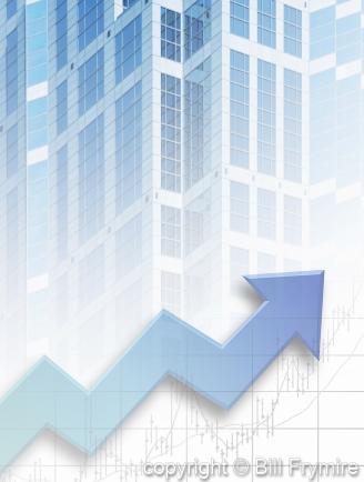 Positive chart arrow with business building background 