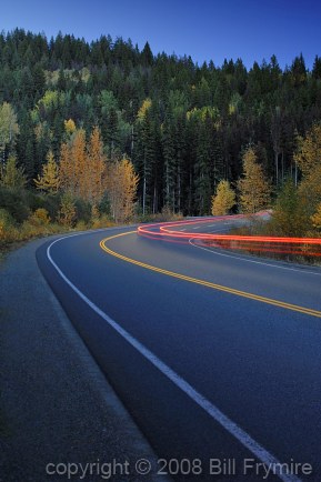 curved road with streaks