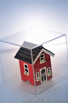 house under protective glass box