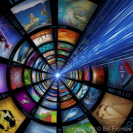 Internet mosaic wall showing diverse screens
