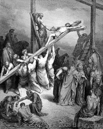 Gustave Dore illustration of the Erection of the Cross