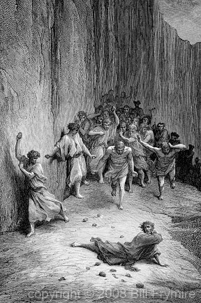 Gustave Dore illustration of St. Stephen being stoned.