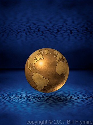 gold metal globe America and Europe