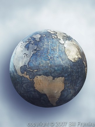 metal globe Atlantic Ocean