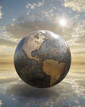 Metal globe showing Western Hemisphere