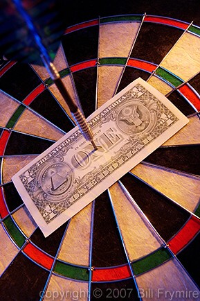 dart board on the money