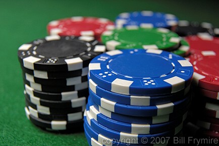 stacks of colored poker chips