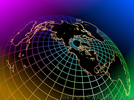 colorful wire globe polar view