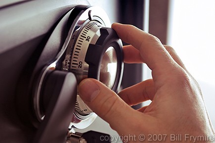 hand on combination safe dial