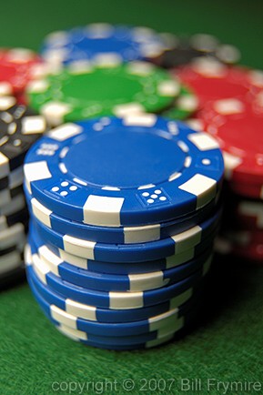 stacks of colored poker chips