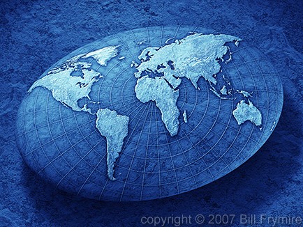 world map on rock