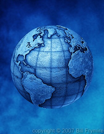 blue vertical stone globe