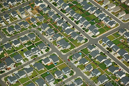 aerial view of suburban neighbourhood
