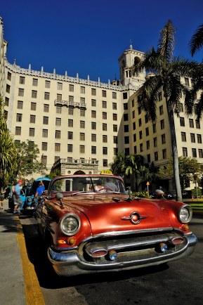 Old Fashioned Taxi by Hotel 