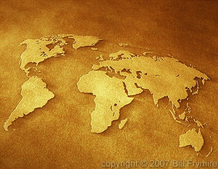 flattened world map