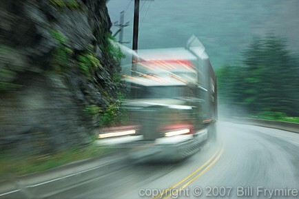 Passing truck - driving in bad weather